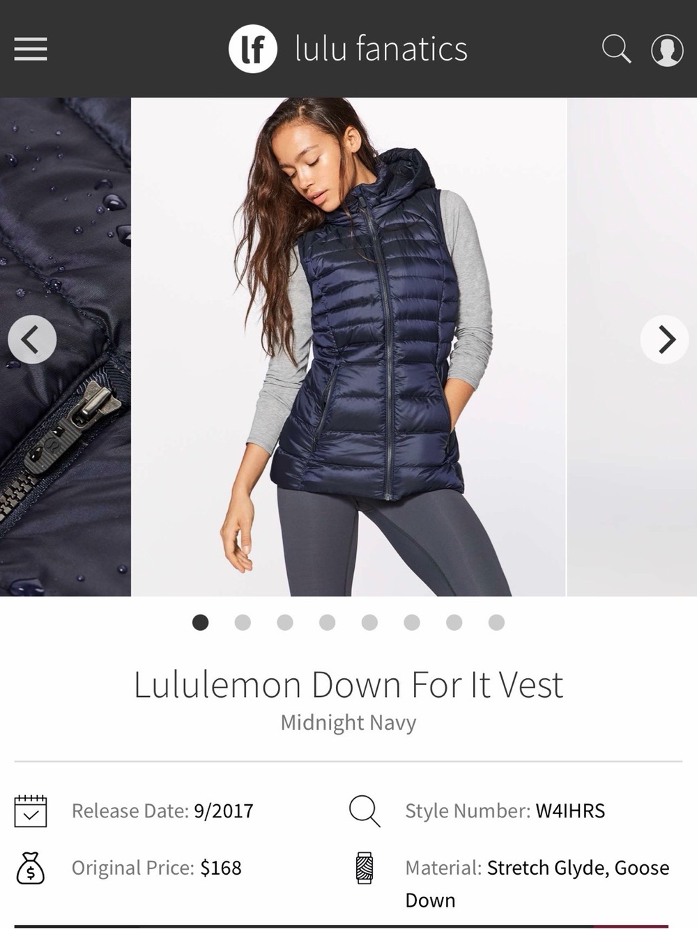 lululemon athletica Navy Quilted Hooded Puffer Vest, Size 6, EUC - Picture 2 of 12
